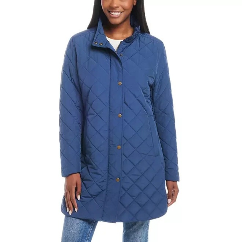 Weatherproof Women Long Quilted Jacket Dark Blue WP2LA Size S